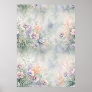 Pastell Rosenskär Lavendel Vildblomma Trädgårdsaff Poster
