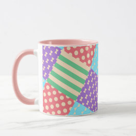 Pastell Rutig Randig Rosett Geometrisk Mugg