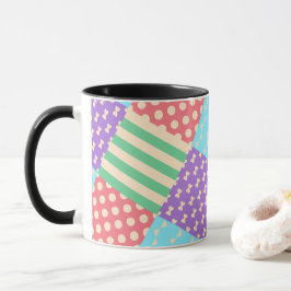 Pastell Rutig Randig Rosett Geometrisk Mugg