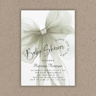 Pastell Sage Bow Coquette Modern Barnkalas Inbjudningar