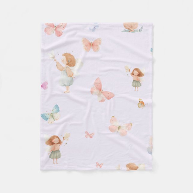 Pastell Sagomönster Söt Fjäril Barnkammardesign Fleecefilt (Framsidan)