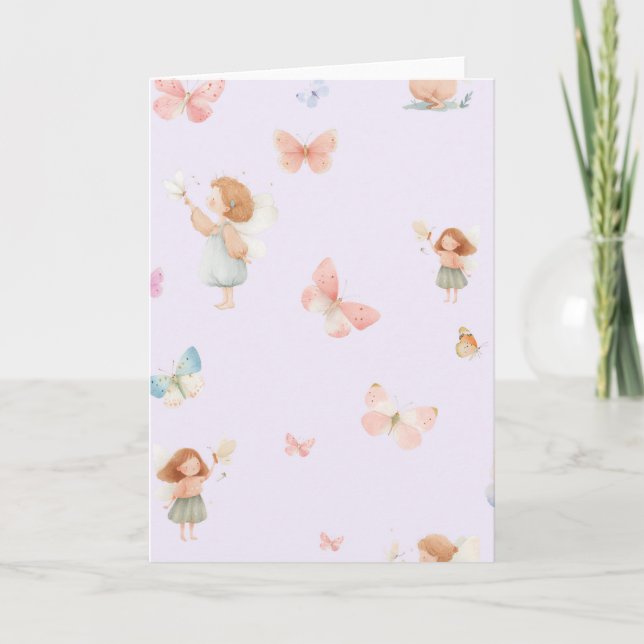 Pastell Sagomönster Söt Fjäril Barnkammardesign Kort (Framsida)