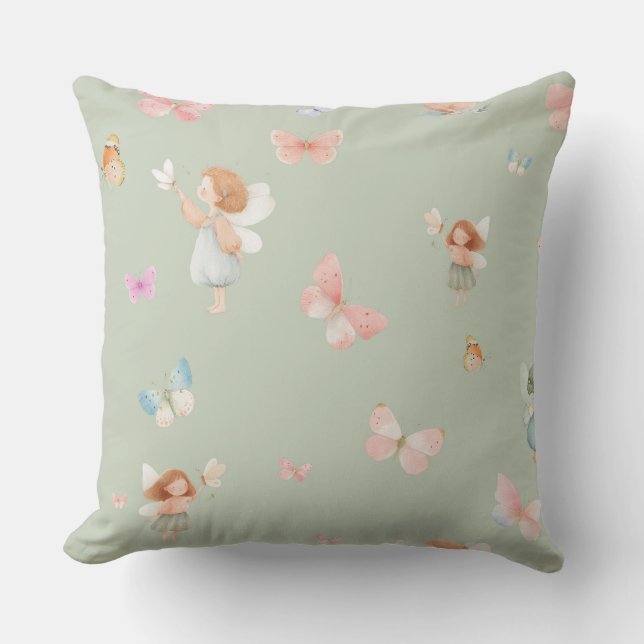 Pastell Sagomönster Söt Fjäril Barnkammardesign Kudde (Framsida)
