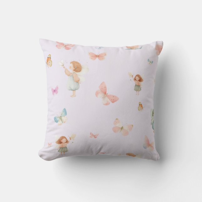 Pastell Sagomönster Söt Fjäril Barnkammardesign Kudde (Framsida)
