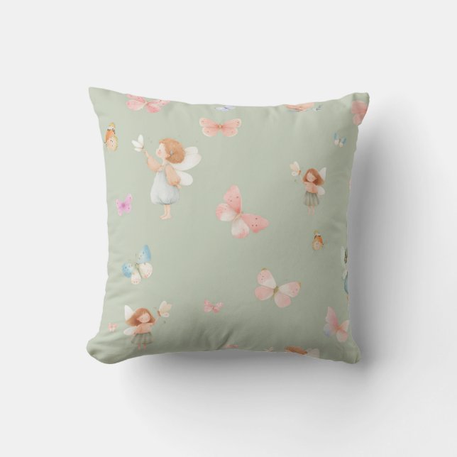 Pastell Sagomönster Söt Fjäril Barnkammardesign Kudde (Framsida)