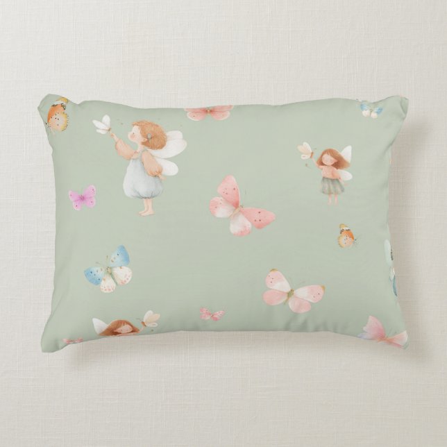 Pastell Sagomönster Söt Fjäril Barnkammardesign Prydnadskudde (Framsidan)