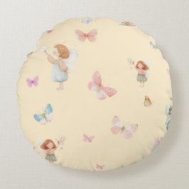 Pastell Sagomönster Söt Fjäril Barnkammardesign Rund Kudde