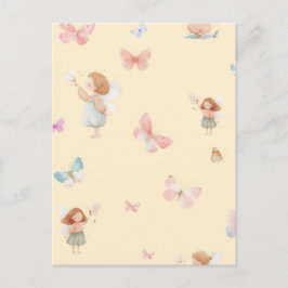 Pastell Sagomönster Söt Fjäril Barnkammardesign Vykort