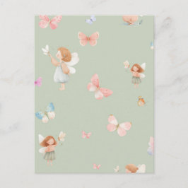 Pastell Sagomönster Söt Fjäril Barnkammardesign Vykort