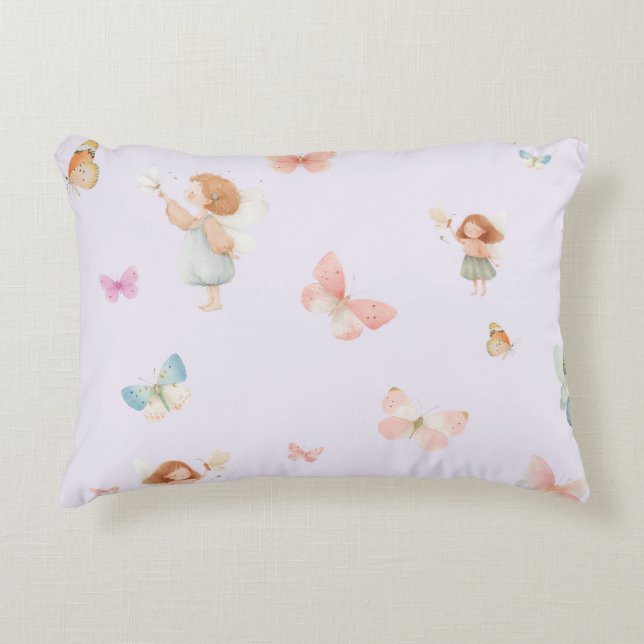 Pastell Sagomönster Söt Fjäril Nurseries Design Prydnadskudde (Framsidan)