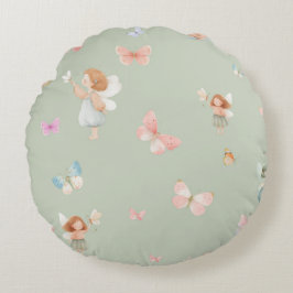 Pastell Sagomönster Söt Fjäril Nurseries Design Rund Kudde