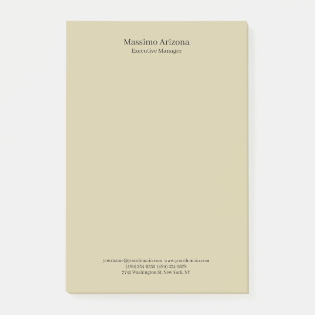 Pastell Sand Slätt Professionell Modern Minimailst Post-it Block (Framsida)