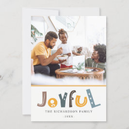 Pastell Scandi Gul Grå Text Glädjejul Julkort