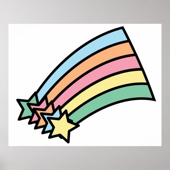 Pastell Shooting Star Regnbåge Retro Estetisk Desi Poster (Framsidan)