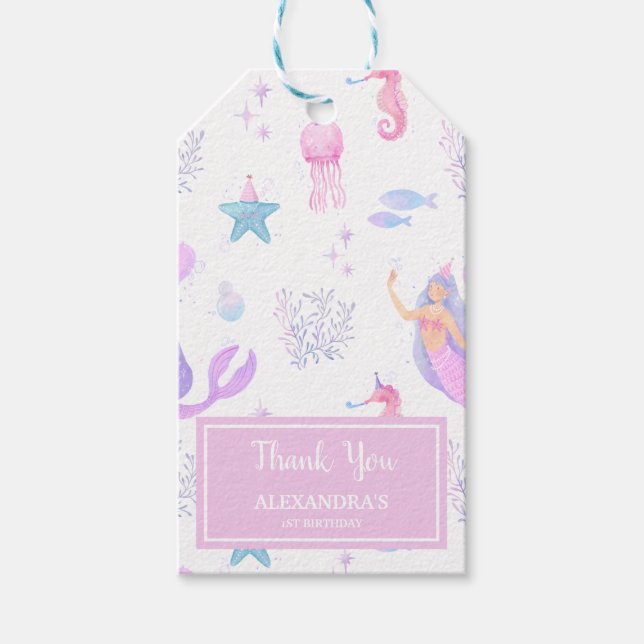 Pastell Siren 1-års Födelsedags Tacksamhet Presentetikett (Framsidan)