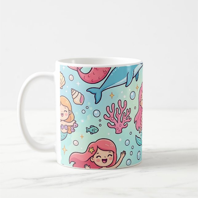 Pastell Siren Delfin Söt Mugg (Vänster)
