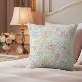 Pastell Skiss Vattenfärg Blommor Kudde