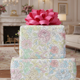 Pastell Skiss Vattenfärg Blommor Presentpapper