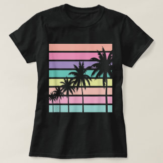 Pastell Solnedgång Palmträd Konst T Shirt