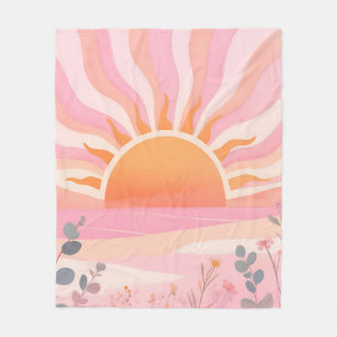 Pastell Soluppgång Boho Äng Fleecefilt