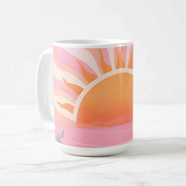 Pastell Soluppgång Boho Äng Kaffemugg (Framsida vänster)