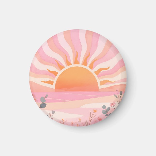 Pastell Soluppgång Boho Äng Magnet (Framsidan)