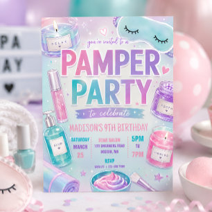 Pastell Spa Pampra Födelsedagsfest Inbjudningar