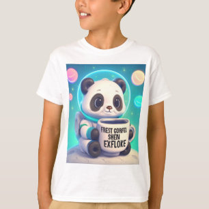 Pastell Space Panda Astronaut med Kaffe T Shirt