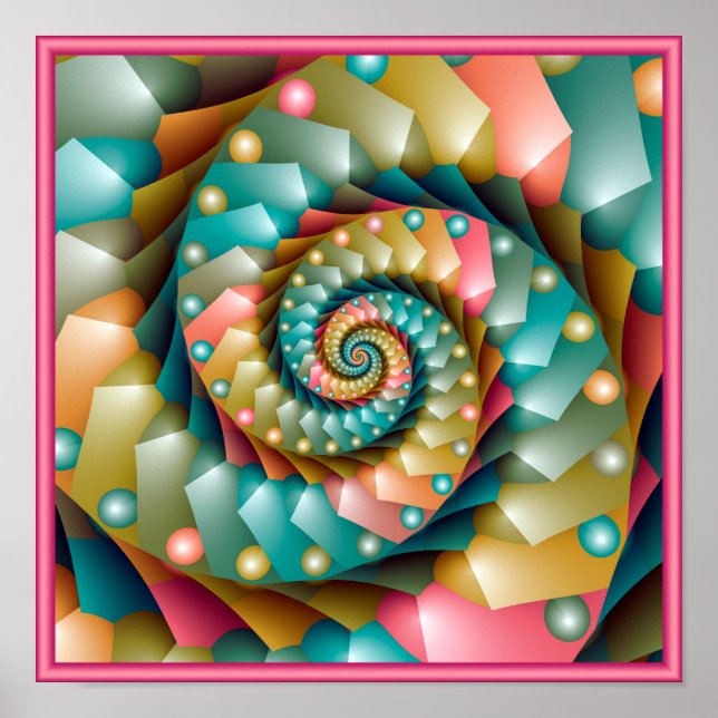 Pastell Spiral Fraktal Design Poster (Framsidan)