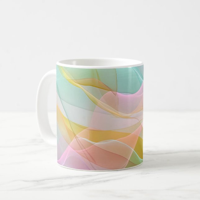 Pastell symfoni av flytande tunna band kaffemugg (Framsida vänster)