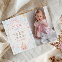 Pastell Tårta Flicka Första Födelsedags Foto
