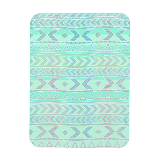 Pastell Teal Aztec Art Stil Mönster Magnet (Vertikal)
