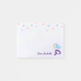 Pastell Teal & Lila Havfruprinsessa Post-it Block