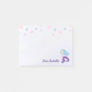 Pastell Teal & Lila Havfruprinsessa Post-it Block
