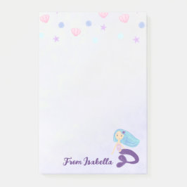 Pastell Teal & Lila Havsfröken Prinsessa Post-it Block