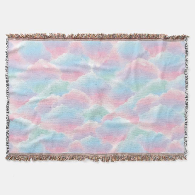 Pastell Tie-Dye Moln Drömlig Mjuk Gradient  Filt (Framsidan)