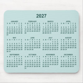 Pastell till mörk teal 2027 kalender musmatta