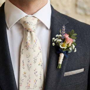 Pastell Trädgård Bröllop med Vilda Blommor Slips