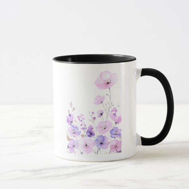 Pastell Trädgård med Vilda Blommor Mjuk Blommig Bl Mugg (Höger)
