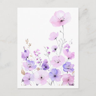 Pastell Trädgård med Vilda Blommor Mjuk Blommig Bl Vykort