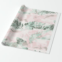 Pastell Tropical Leaf Botaniskt Presentpapper