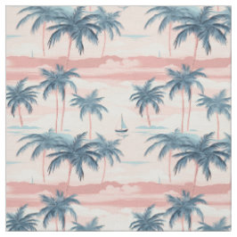 Pastell Tropical Palmtre Strandsömlös Mönster Tyg