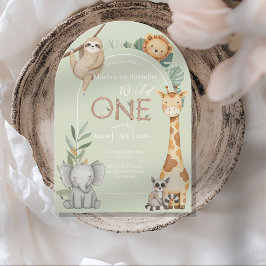 pastell Tropical Wild One Jungle Safari Djur  Inbjudningar