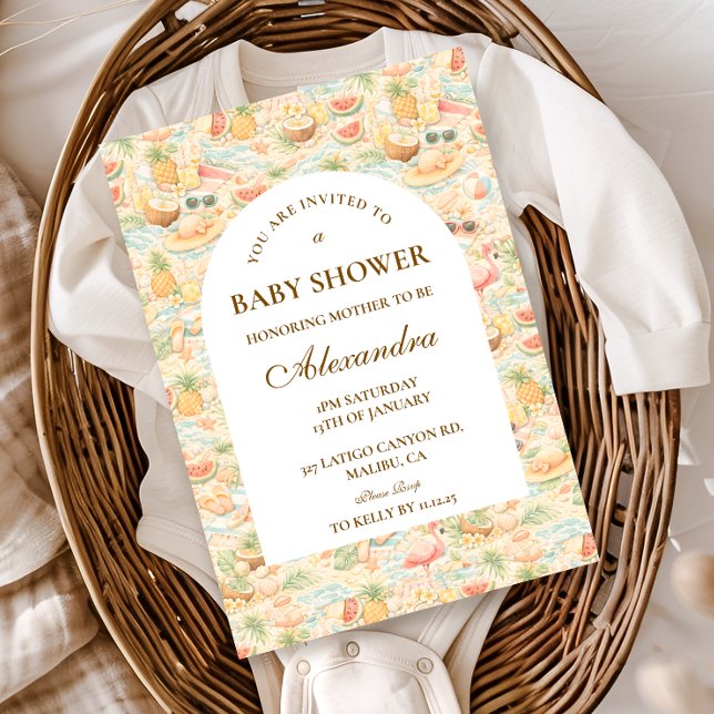 Pastell Tropicala Djur Baby Shower Inbjudningar (Skapare uppladdad)