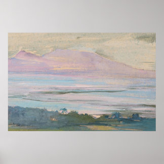 Pastell Tropicaliskt Havslandskap Konst Poster