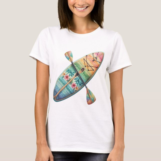PASTELL TROPISK SURFBRÄDA OCH PADDLE T SHIRT (Framsida)