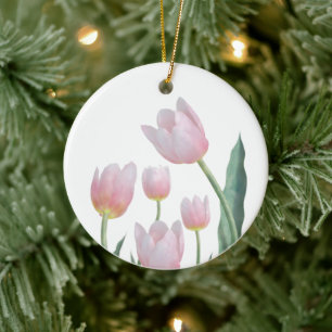 Pastell Tulpan Blommig Design Julgransprydnad Keramik