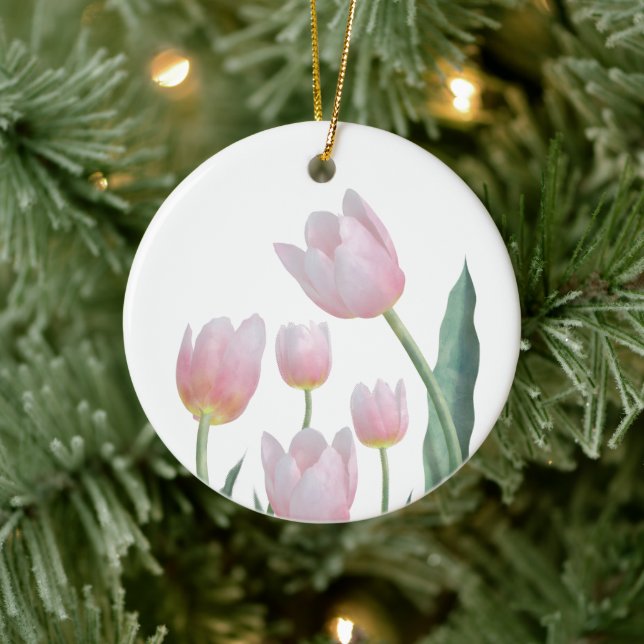 Pastell Tulpan Blommig Design Julgransprydnad Keramik (Träd)
