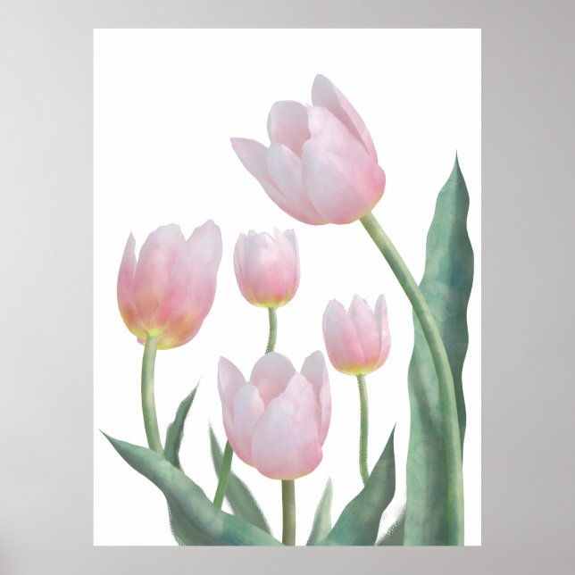 Pastell Tulpan Blommig Design Poster (Framsidan)