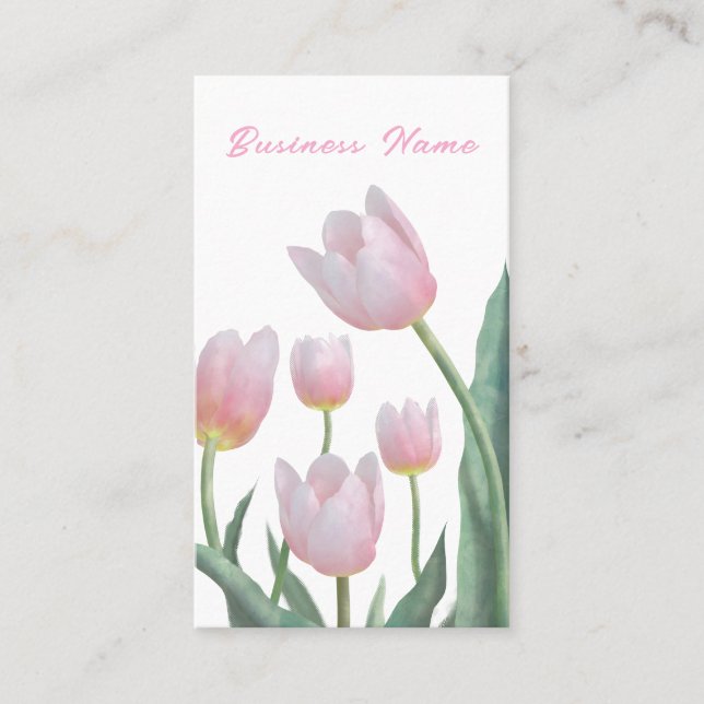 Pastell Tulpan Blommig Design Visitkort (Framsida)